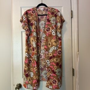 Floral Brown Short Sleeve Dress